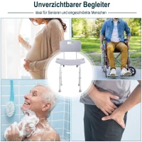 HOMCOM Duschstuhl Badehocker Badestuhl Duschhocker Duschsitz Badhilfe höhenverstellbar (Duschhocker mit Rückenlehne (Grau))(m-5)