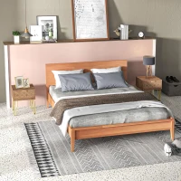 HOMCOM Bedside Table Set of 2 with Drawer, Wooden Nightstand, Modern Sofa Side Table with Gold Tone Metal Legs for Bedroom(m-2)