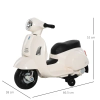 HOMCOM Vespa Licensed 6V Kids Electric Motorbike Ride On Motorcycle  Battery Powered for 18-36 Months with Horn Headlight White(m-3)