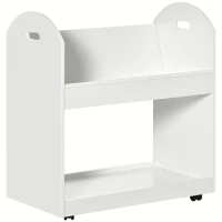 HOMCOM 2-Tier Storage Shelves, Kitchen Cart Shelf Unit with Wheels for Dining & Living Room, Home Study, White(m-1)
