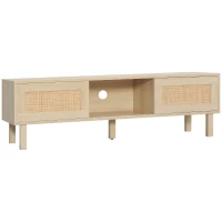 HOMCOM Mueble de TV para Televisores de hasta 60 Pulgadas con Puertas Correderas de Rejilla 135x39x41 cm Natural(m-1)
