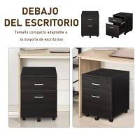 Vinsetto Archivador Móvil para Archivos A4 con Ruedas Gabinete de Archivos Suspendidos con 2 Cajones y Cerradura 40x45x55,6 cm wengué(m-4)
