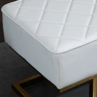 HOMCOM Sitzbank für Schlafzimmer Truhenbank Bettbank Wohnzimmer Kunstleder Metall Weiß+Gold 120 x 43 x 42 cm(m-9)