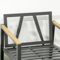 Outsunny Gartensessel mit Ottomane für 2 Personen, abnehmbare Bezüge, wetterbeständig, Hellgrau + Schwarz(m-8)