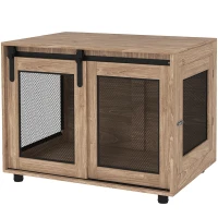 PawHut Dog Crate Furniture with Sliding Door for Medium Dogs, Brown(m-11)