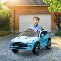 AIYAPLAY Aston Martin DBX Licensed Battery Powered Kids Electric Car, 12V Kids Ride on Car w/ Lights, Music Horn, Blue(m-2)