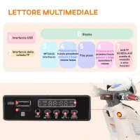 HOMCOM Moto Elettrica per Bambini con Licenza Ufficiale Vespa, 2 Rotelle, Luci e Suoni, 108x49x75 cm, Bianca(m-8)