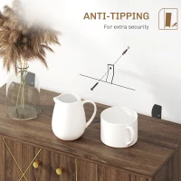 HOMCOM Sideboard Storage Cabinet with Golden Lines, Modern Luxury Living Room Cabinet with Adjustable Shelf, Steel Harpin Legs, Brown(m-6)