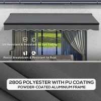 Outsunny 2.5 x 3.5m Aluminium Frame Electric Awning, with Remote - Dark Grey(m-6)