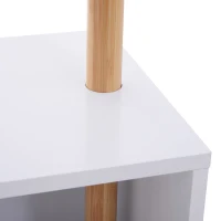 HOMCOM Garderobenständer Kleiderhaken Garderobe mit Sitzbank Stauraum Baum-Design Zweige 6 Haken Bambus Weiß Natur 40 x 30 x 180 cm(m-9)