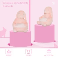 HOMCOM Poltroncina per Bambini Forma a Coniglio in Peluche con Base Antiscivolo, Arredamento Cameretta Rosa, 60x50x59cm(m-4)