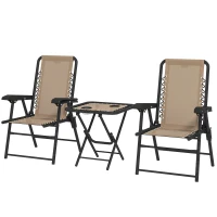 Outsunny Three-Piece Garden Table and Chair Set - Khaki(m-11)