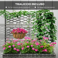 Outsunny Fioriera con Grigliato per Rampicanti con 3 Vasi in Acciaio e Rattan PE, 84x30x107cm, Grigio(m-6)