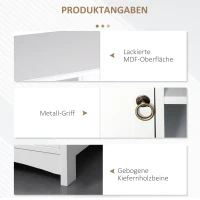 HOMCOM TV Lowboard Fernsehtisch mit 2 Regale und 2 Schränke Fernsehschrank Holzfüße für Fernseher bis zu 50" Wohnzimmer MDF Weiß 120x45x50,5 cm(m-7)