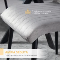 HOMCOM Set 2 Sedie da Cucina Imbottite e Salvaspazio con Gambe in Acciaio, 43x58x90 cm, Grigio e Nero(m-5)