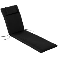 Outsunny Garden Sun Lounger Cushion Replacement Soft Sunbed Reclining Chair Relaxer Pad with Pillow, Cushion ONLY - Black(m-1)
