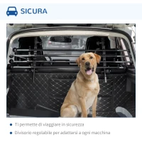 PawHut Divisorio Auto per Cani Regolabile in Altezza e Larghezza, in Ferro e ABS, 85-140x40-50 cm, Nero(m-5)
