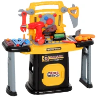 AIYAPLAY 102-Piece Kids Tool Bench with Electric Drill, Storage for Ages 3-6 Years, Yellow(m-11)