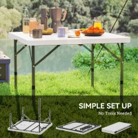Outsunny 34/74cm Folding Camping Table, with Handle - White(m-7)
