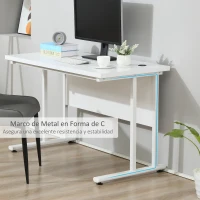 HOMCOM Escritorio Mesa de Ordenador Moderna con 2 Orificios para Cables con Pies Ajustables Mesa Multifuncional para Oficina Estudio 120x60x75 cm Blanco(m-4)