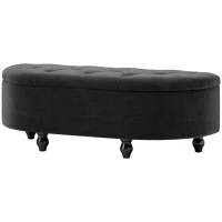 HOMCOM Hocker mit Stauraum, Sitztruhe, gepolstert, soft-close Deckel, Samtoptik, 120 x 46 x 42 cm, Dunkelgrau(m-1)