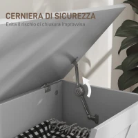 HOMCOM Cassapanca in Legno con Cerniere di Sicurezza, Panca Contenitore Capacità 127L, 100x40x45cm, Bianco(m-5)