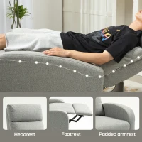 HOMCOM 135° Push Back Recliner Armchair, with Footrest - Grey(m-6)