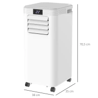 HOMCOM Aire Acondicionado Portátil 8000Btu 4 en 1 Refrigerador Ventilador Deshumidificador 2 Velocidades con Pantalla LED Control Remoto Temporizador Silencioso 900W para 13-18 m² 38x35x70,5 cm Blanco(m-3)