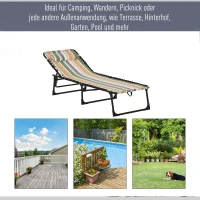 Outsunny Sonnenliege, Faltbare Gartenliege, Klappliege, 4-stufige Rückenlehne, Stahl, Netzstoff, 189 x 58 x 30 cm, Mehrfarbig(m-7)