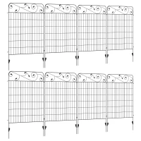 Outsunny Decorative Garden Fencing, 8PCs 43in x 23ft Outdoor Picket Fence Panels, Rustproof Metal Wire Landscape Flower Bed Border Edging Animal Barrier, Black(m-1)