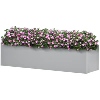 Outsunny Pflanzkübel, lackierter Stahl, wetterbeständig, 91 cm x 22 cm x 22 cm, Grau(m-10)