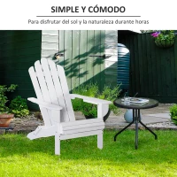 Outsunny Silla Adirondack de Madera Plegable Silla de Jardín con Reposabrazos y Respaldo Alto para Terraza Balcón Exterior Carga Max. 113 kg 73x88x93 cm Blanco(m-4)