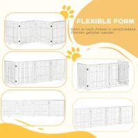 PawHut Türschutzgitter Holz Absperrgitter für Hunde Schutzgitter Hundegitter Sicherheitstür Bidirektionales Falten Stahl Weiß 305 x 35,5 x 82 cm(m-4)