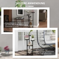 Outsunny Blumenständer, 5 Etagen, für Innen & Außen, Stahl+Tannenholz, 28x28x87cm, Braun/Schwarz(m-6)