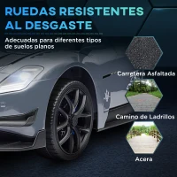 AIYAPLAY Coche Eléctrico para Niños de +3 Años Maserati GT2 con Mando a Distancia Faros LED Bocina Música Ruedas Auxiliares Gris(m-9)