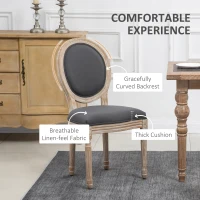 HOMCOM Set of Two French-Inspired Wooden Dining Chairs - Grey(m-5)