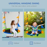 Outsunny Kid Nest Swing Seat Saucer Tree Swing 40 Inch/100cm Adjustable Rope Outdoor Indoor for Kids Over 3 Years Old Multi-Colour(m-7)