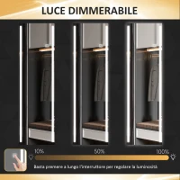HOMCOM Specchio da Parete Rettangolare con Luci LED Regolabili e Interruttore Touch, 40x120cm(m-5)