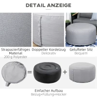 Outsunny Hocker, Ottomane, aufblasbar, waschbarer Bezug, bis 150 kg belastbar, dunkelgrau, 80 x 80 x 37 cm(m-6)