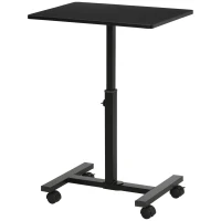 HOMCOM Laptop Table Height Adjustable, Mobile Laptop Stand with Wheels, Sofa Side Table for Home Office, Black(m-11)