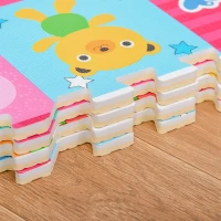 HOMCOM Puzzlematte für Babys Kinder Spielmatte spiel erziehung klappbar EVA foam Tiere Muster 61,5 x 61,5 cm(m-8)