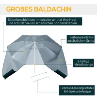Outsunny 2 in 1 Sonnenschirm Strand Ø 210 cm UPF 50+ windfest Strandschirm mit Seitenwänden Tragtasche Balkon-Schirm faltbarer Gartenschirm Sonnenschutz für Reisen, Strand, Balkon Camping Dunkelgrün(m-6)