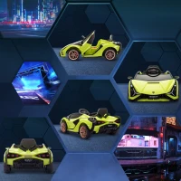 HOMCOM Kinder-Elektroauto, Lamborghini, 3-5 km/h, Fernsteuerung, für 3-5 Jahre, Grün(m-9)