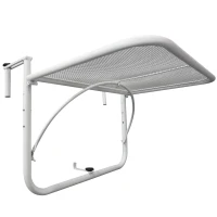 Outsunny Balkonhängetisch Gartentisch höhenverstellbar viereckig Terrasse Metall Weiß L60 x B56,5 x H45 cm(m-8)