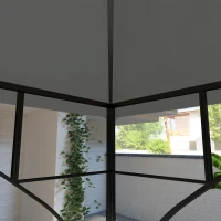 Outsunny 3x3(m) Replacement Gazebo Canopy, Double Tier Roof Top for Garden, Patio, Outdoor, Grey (TOP ONLY)(m-9)