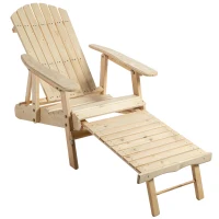 Outsunny Sedia a Sdraio Adirondack da Giardino Pieghevole Regolabile con Poggiapiedi 70 x 175 x 89cm(m-1)