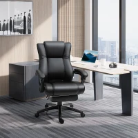 Vinsetto Executive Office Chair for Home, PU Leather Computer Chair, Swivel Desk Chair with Footrest, Wheels, Adjustable Height, Black(m-2)