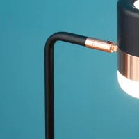 HOMCOM Tischlampe Nachttischlampe Tischleuchte LED 90° verstellbar Industrial Stil Metall Schwarz+Gold 27 x 24 x 51 cm(m-9)