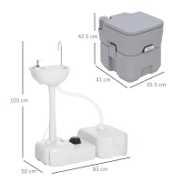 Outsunny Portable Toilet and Camping Sink Set with Fresh and Waste Tank, Wastewater Recycled Set for Outdoor Events(m-3)