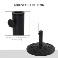Outsunny 13kg Round Parasol Base Sun Umbrella Weight Stand Holder Patio Outdoor Garden, Black(m-4)